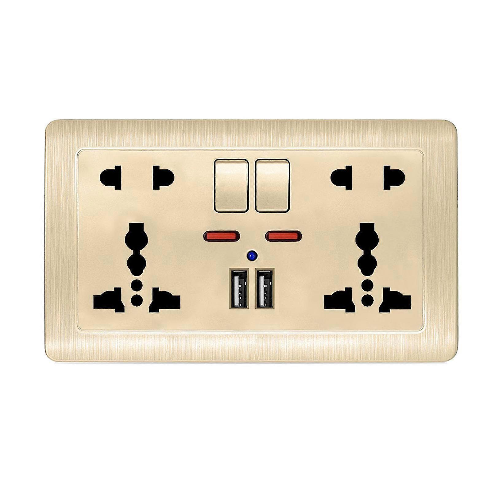 Double paroi Prise de courant Universelle 5 Trous 13a Double Usb Chargeur Port Socket Avec
