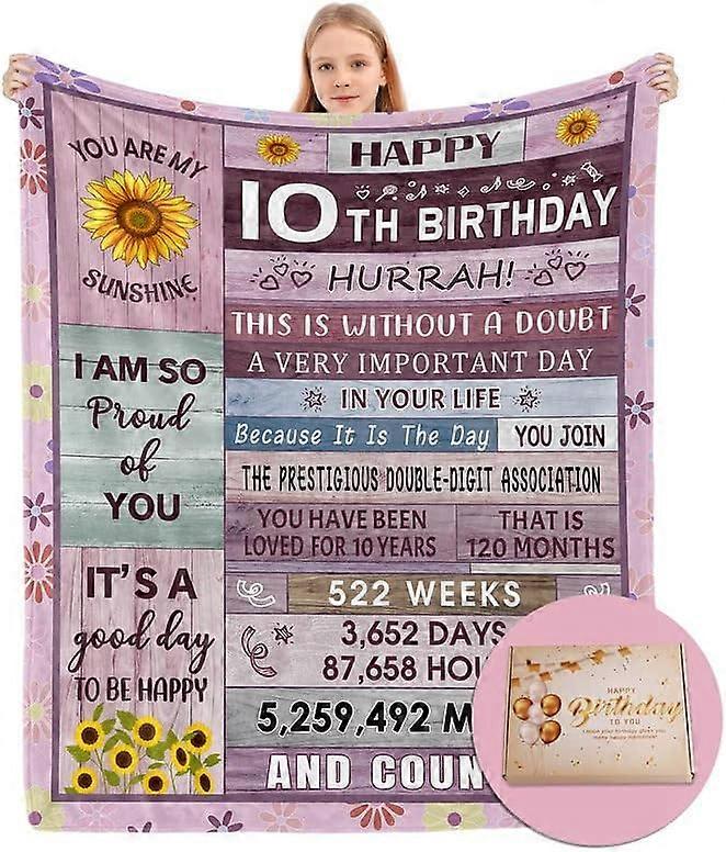 هدية عيد ميلاد لفتاة تبلغ من العمر 10 سنوات ، بطانية عيد ميلاد لفتاة تبلغ من العمر 10 سنوات ، بطانية تذكارية لعيد ميلاد إبداعي ، هدية عيد ميلاد 10 للفتاة ، ديكور