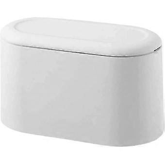 Mini Trash Can Small Desktop Garbage Bin Countertop Wastebasket With Press Type Lid Press Top Small Garbage Can (white)(1pc