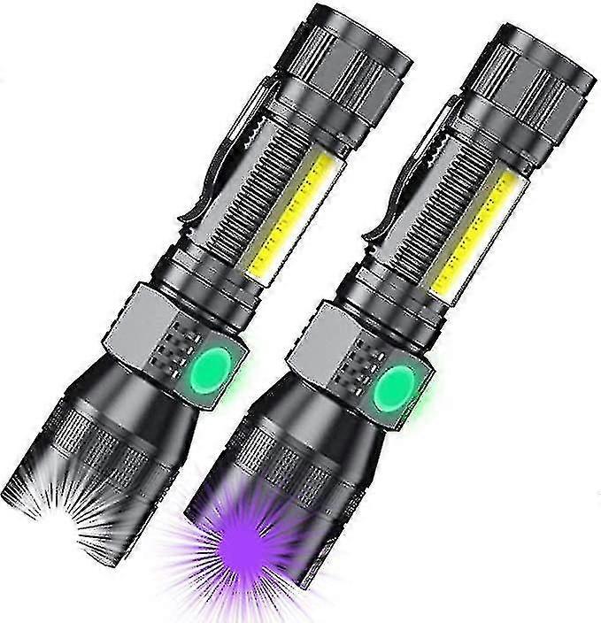 Black Light Rechargeable Torches, Itoncs 3 In 1 Uv Torches Super Bright Waterproof Led Usb Torch With 7 Modes [2 Pack]