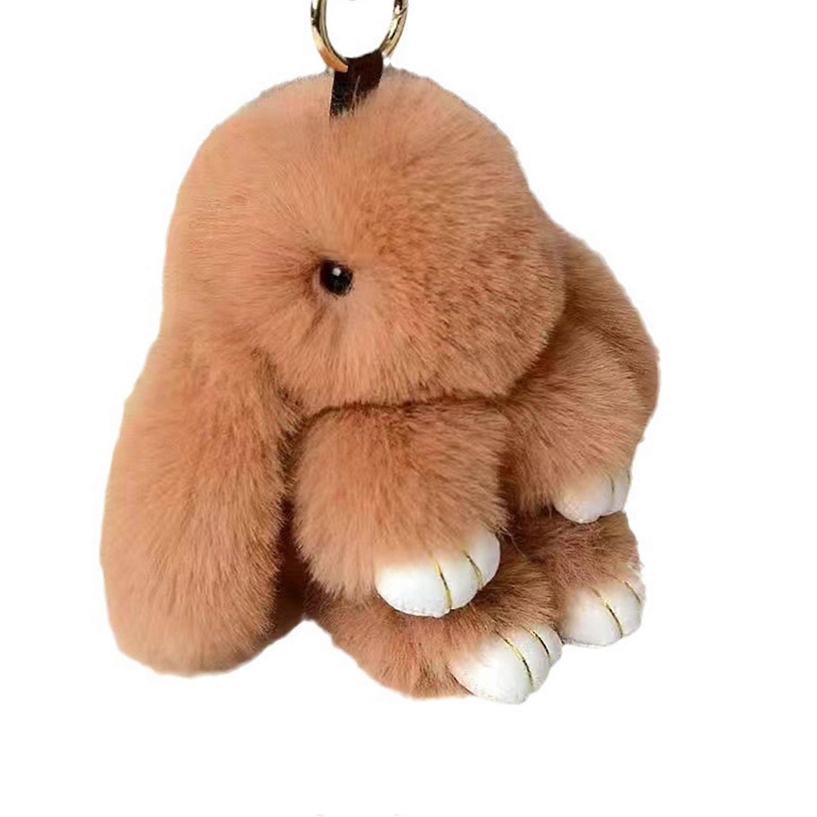 Adorable Fur Bunny Fluffy Rabbit Plush Toy Keyring Bag Charm Pendant Keychain