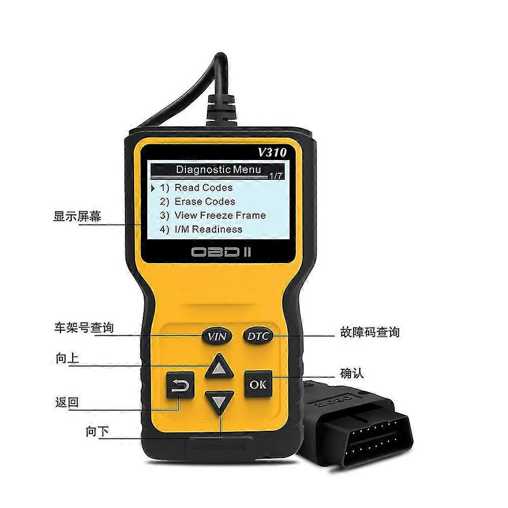 Auto Obd2 SCR -moottori Scr voi skannaustyökalu kaikille Obd II -protokolla-autoille 1996, keltainen