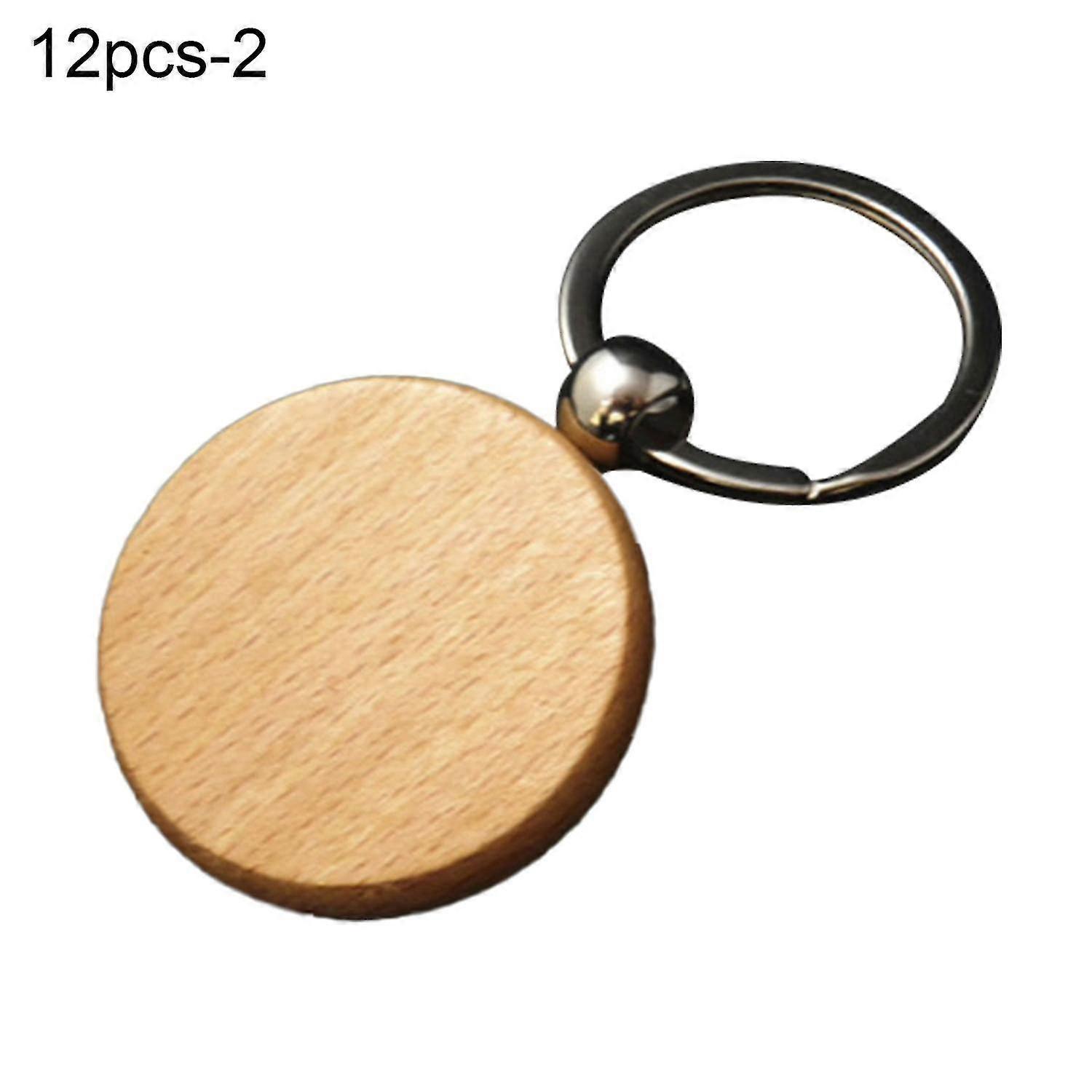 12Pcs/Set Blank Key Chain Multi-Shape Widely Apply Hanging Design Empty Round Wooden Key Chain for D