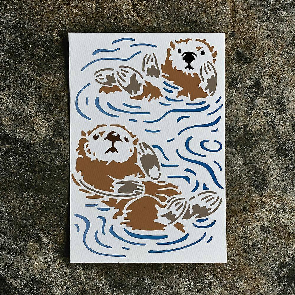 US 1Pc PET Hollow Out Drawing Painting Stencils with 1Pc Art Paint Brushe Bear 169~210x5~297mm