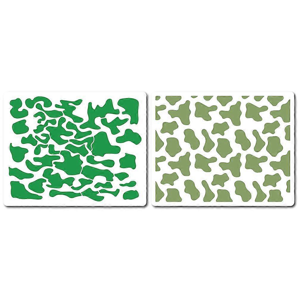 2Pcs 2 Styles Camouflage PET Plastic Hollow Out Drawing Painting Stencils Templates Sets Mixed Shapes 350x280mm 1pc/style