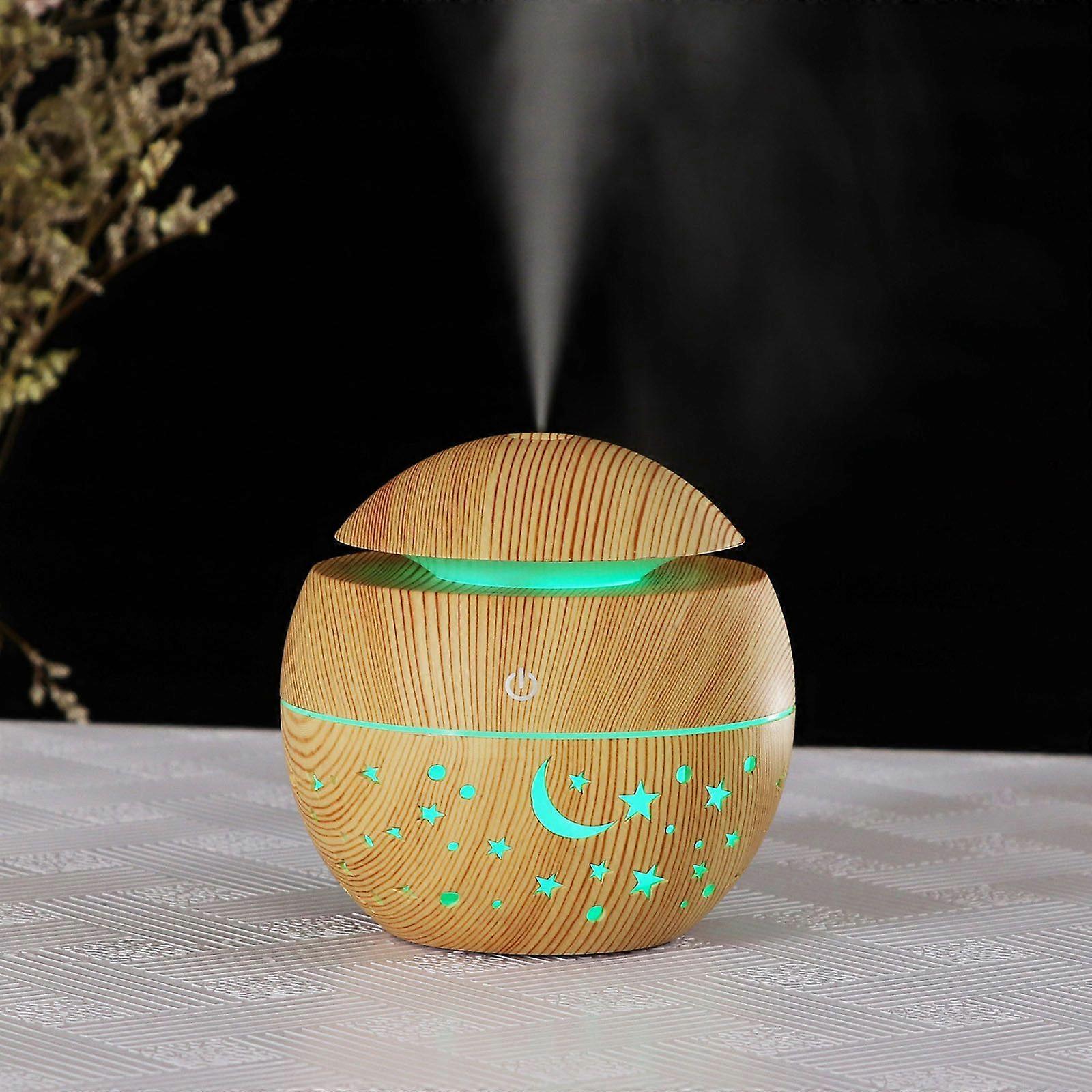 Star Sky Wood Grain Hollow Star Humidificateur Coloré Translucide Mini Portable 130ML Machine D’aromathérapie