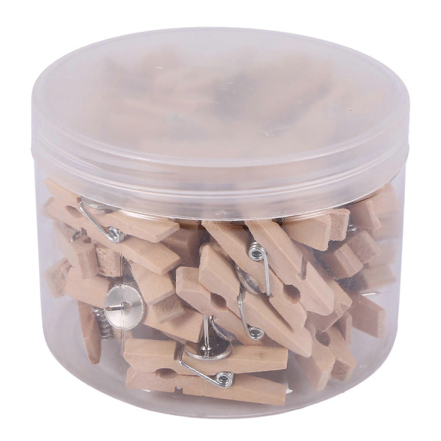 Push Pins With Wooden Clips 50Pcs Thumbtacks Pushpins Paper Clips Clothespins Natural Color for Cor