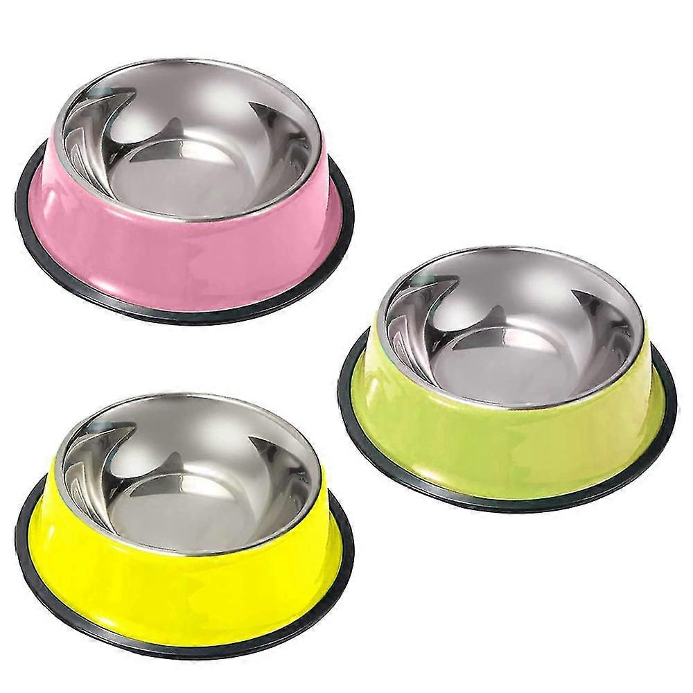 3pcs Stainless Steel  ls,puppy Animal ls For Food And Water, Colored Non Skid