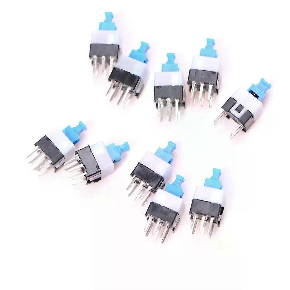 10pcs 6Pin Push Tactile Power Micro Switch Self lock On/Off button Latching switch 7*7MM