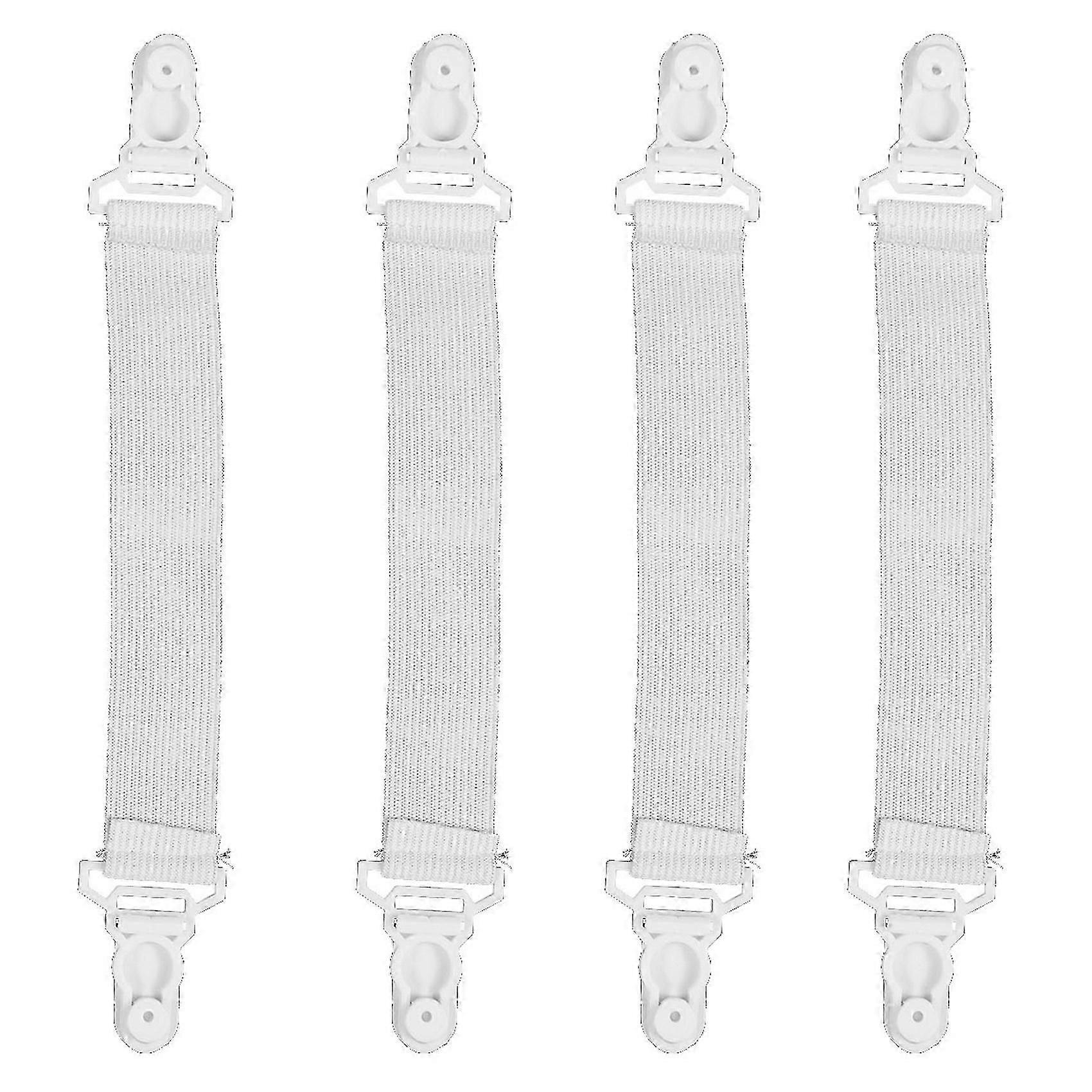 Lot de 4 pinces élastiques blanches pour matelas et draps