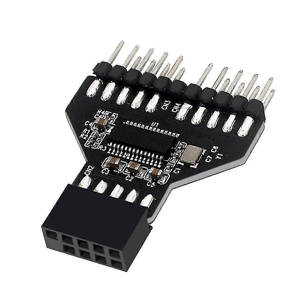1 to 2 9 Pin USB Hub USB 2.0 Connectors USB2.0 9pin Interface Header Splitter - USB Hub with 1 to 2 Splitter and 9 Pin USB Connectors