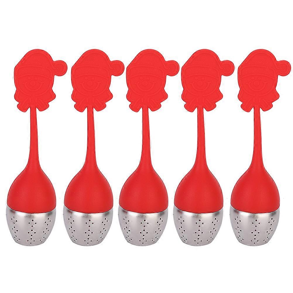 5Pcs Innovative Shape Silicone Tea Infuser Strainer Filter for Home Tea Making (Red)