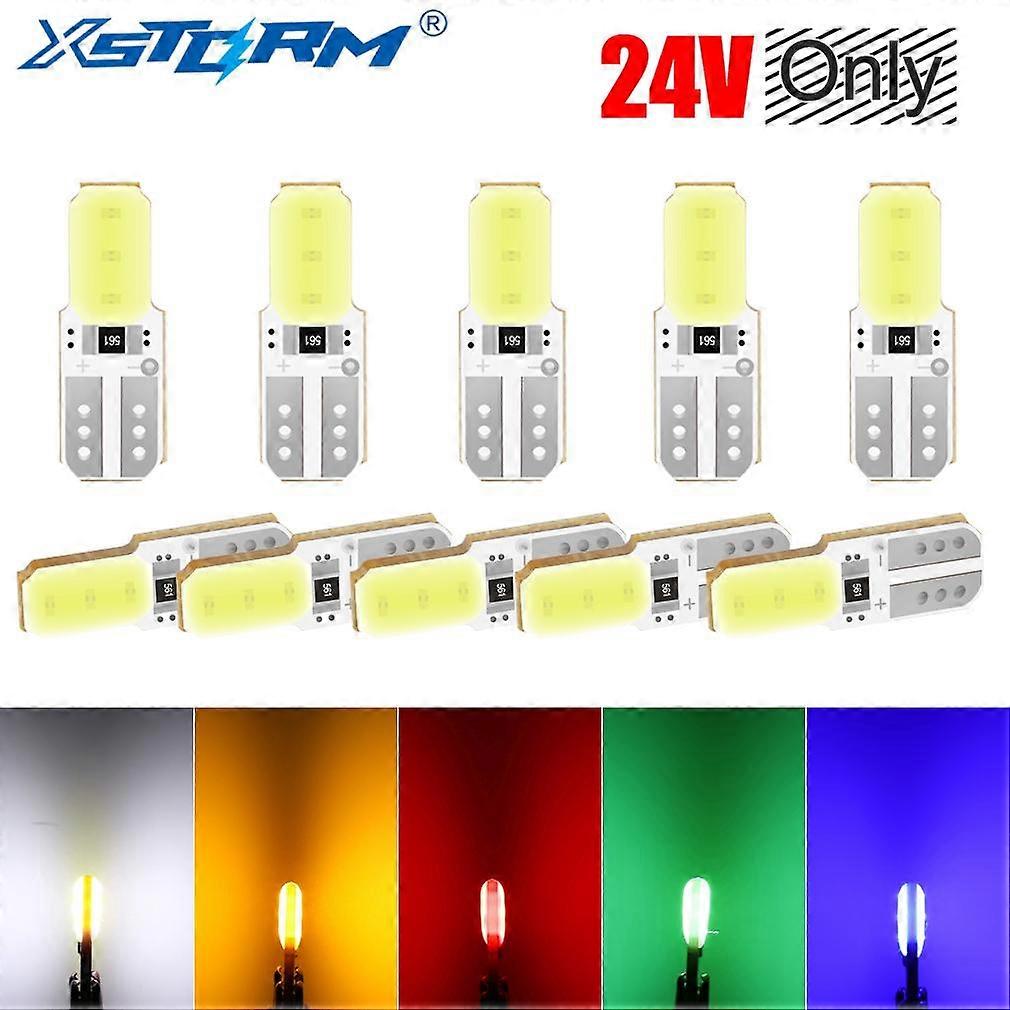10pcs 24V Canbus T10 W5W 194 168 COB Led Bulb White Signal Lamp Dome Reading License Plate Light Car Interior Lights Auto