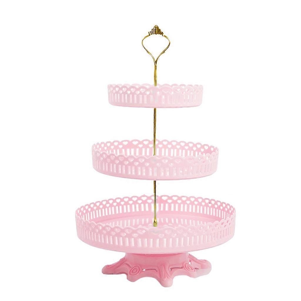Cupcake Stand for Creative 3-Tie Round Lace Crown Shape Optional Macaroon Tower Stand Practical and Popular Cake Display Cherry blossom powder