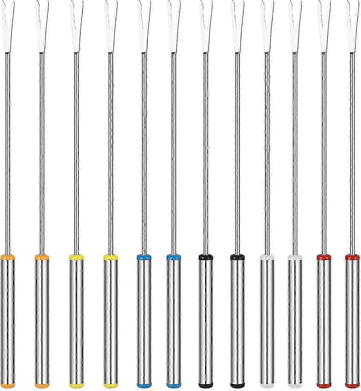 12 Pieces Fondue Forks, 24 Cm Stainless Steel Fondue Forks With Color Heat-resistant Handle For Chocolate Cheese Marshmallow Skewers