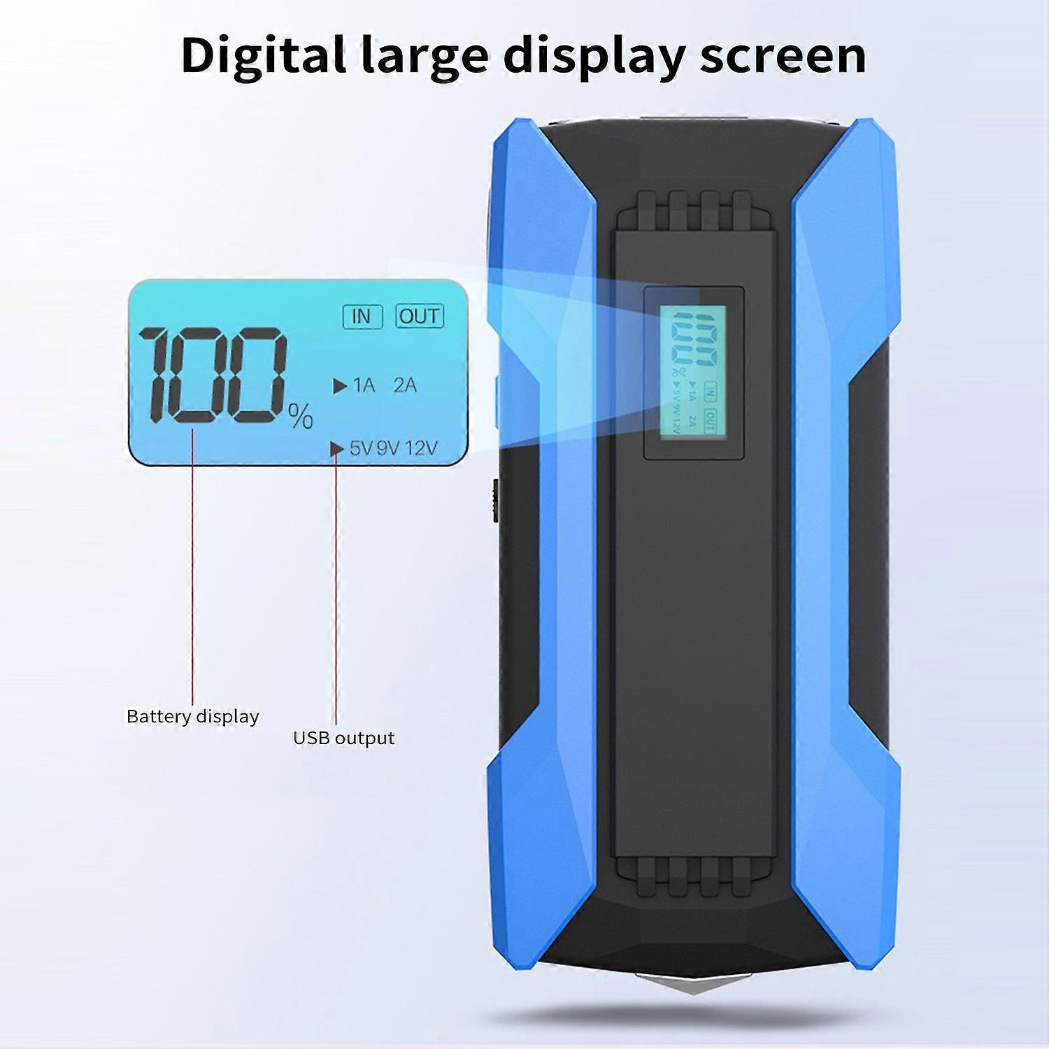 1500A Peaks 10000mAh Car Jump Starter QC3.0 Fast Charging with LED Digital Display/Dual USB/Safety H