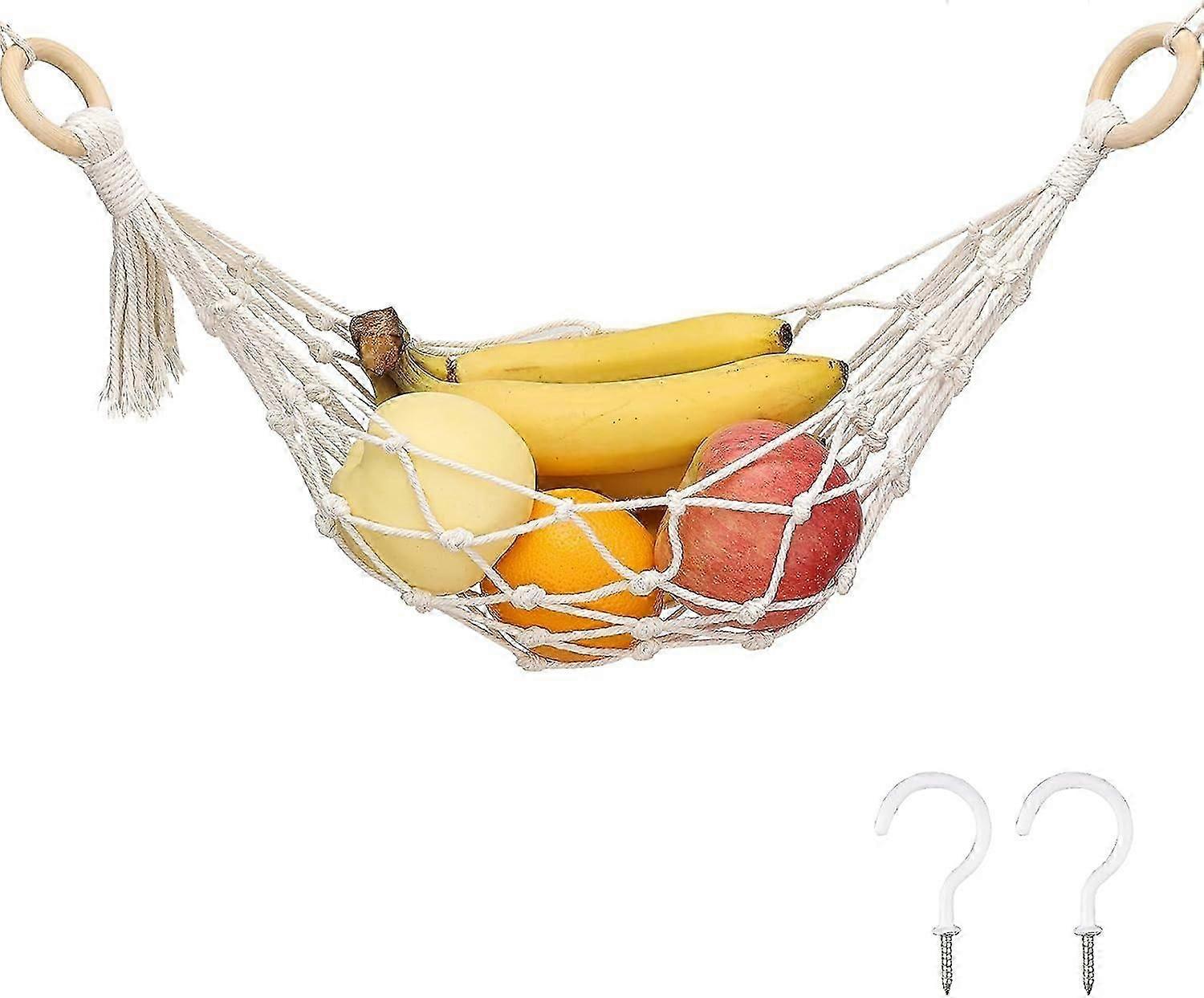 55cm Hanging Fruit Hammock with 2pcs Screw Hooks,Cotton Woven Hammock