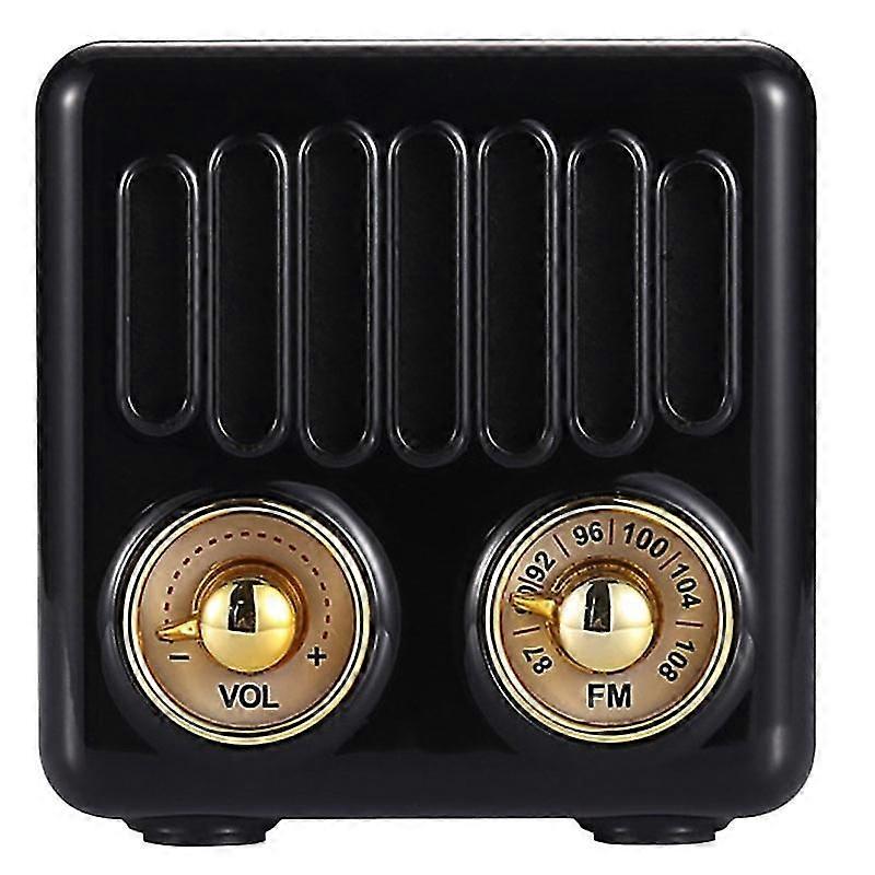 Haut-parleur Bluetooth radio rétro, radio FM avec style classique à l’ancienne, lecteur MP3 de carte TF Bluetooth AUX (noir)