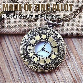 Vintage Quartz Pocket Watch, Bronze Design, Roman Numerals, Pocket Watch