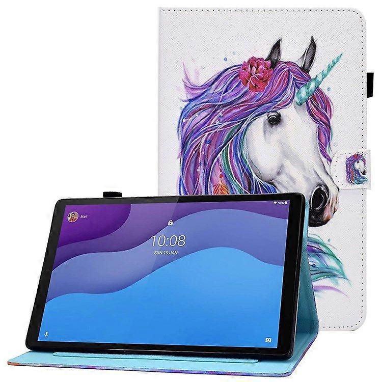 Pattern Printing PU Leather Case For Lenovo Tab M10 (Gen 3) TB-328FU/ TB-328XU Adjustable Stand Protection Smart Cover with Card Slots and Pencil Hold