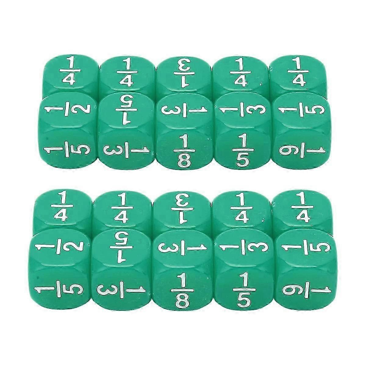 Teaching Dice Set,20Pcs Fraction Dice Class Set Acrylic,6 Sided Math Fraction Dice,