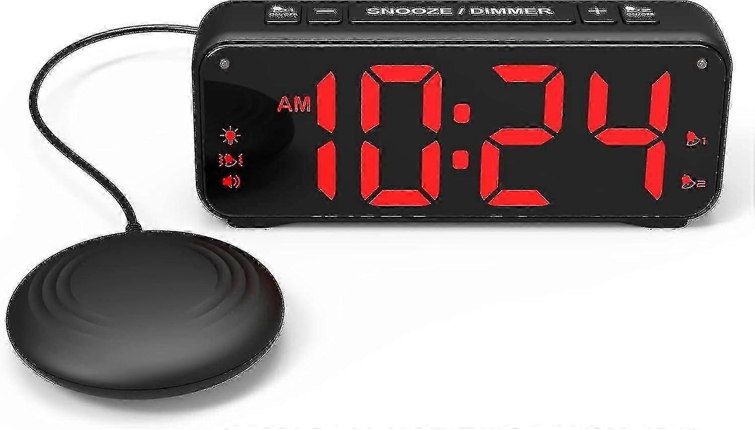 Sveglia a vibrazione extra forte con doppia sveglia, display XL per chi dorme pesantemente e anziani (SK-CDSX)
