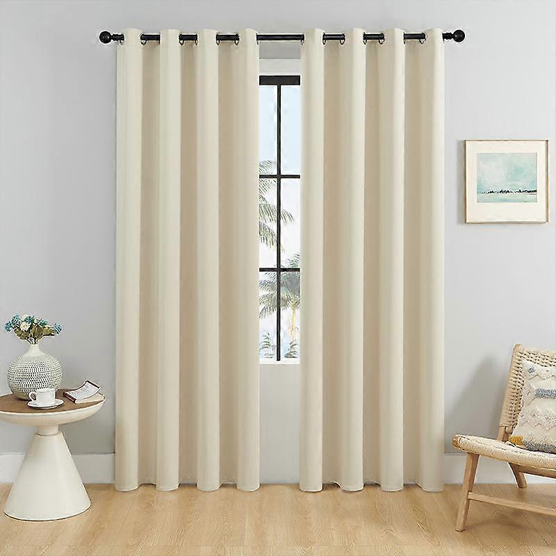 1pc Blackout Curtains with Grommet Top, Modern Curtain for Bedroom, Living Room, Double-sided Smooth Solid Color Fabric