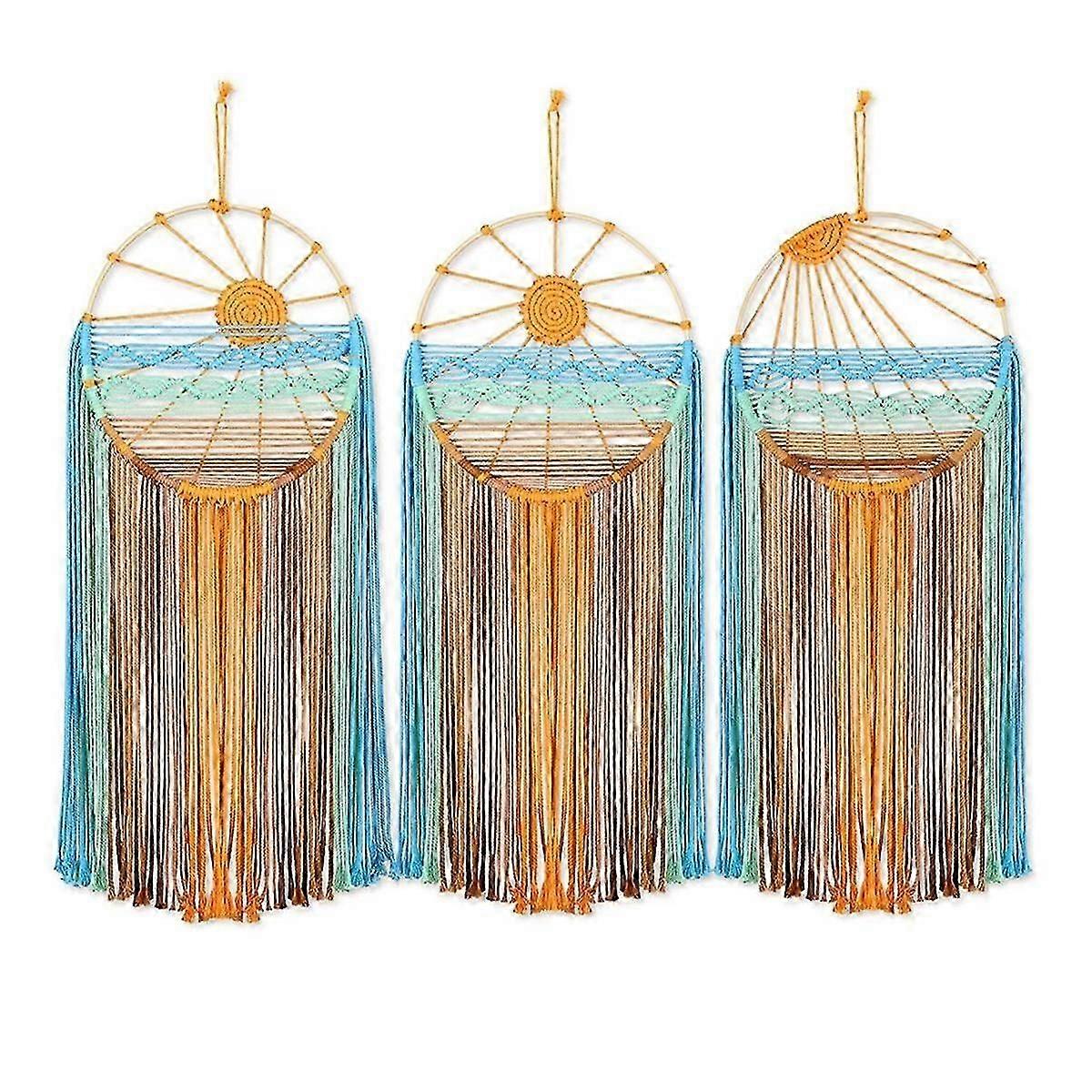 3 Pcs Catcher Wall Decor Boho Macrame Catcher Sunrise Sunshine Sunset Dreamcatcher Kit Colorful