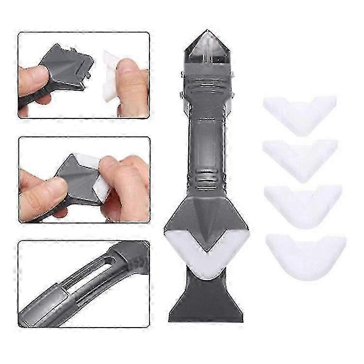 3in1 Silicone Remover Scraper Caulk Finisher Sealant Nozzle Scraper Set