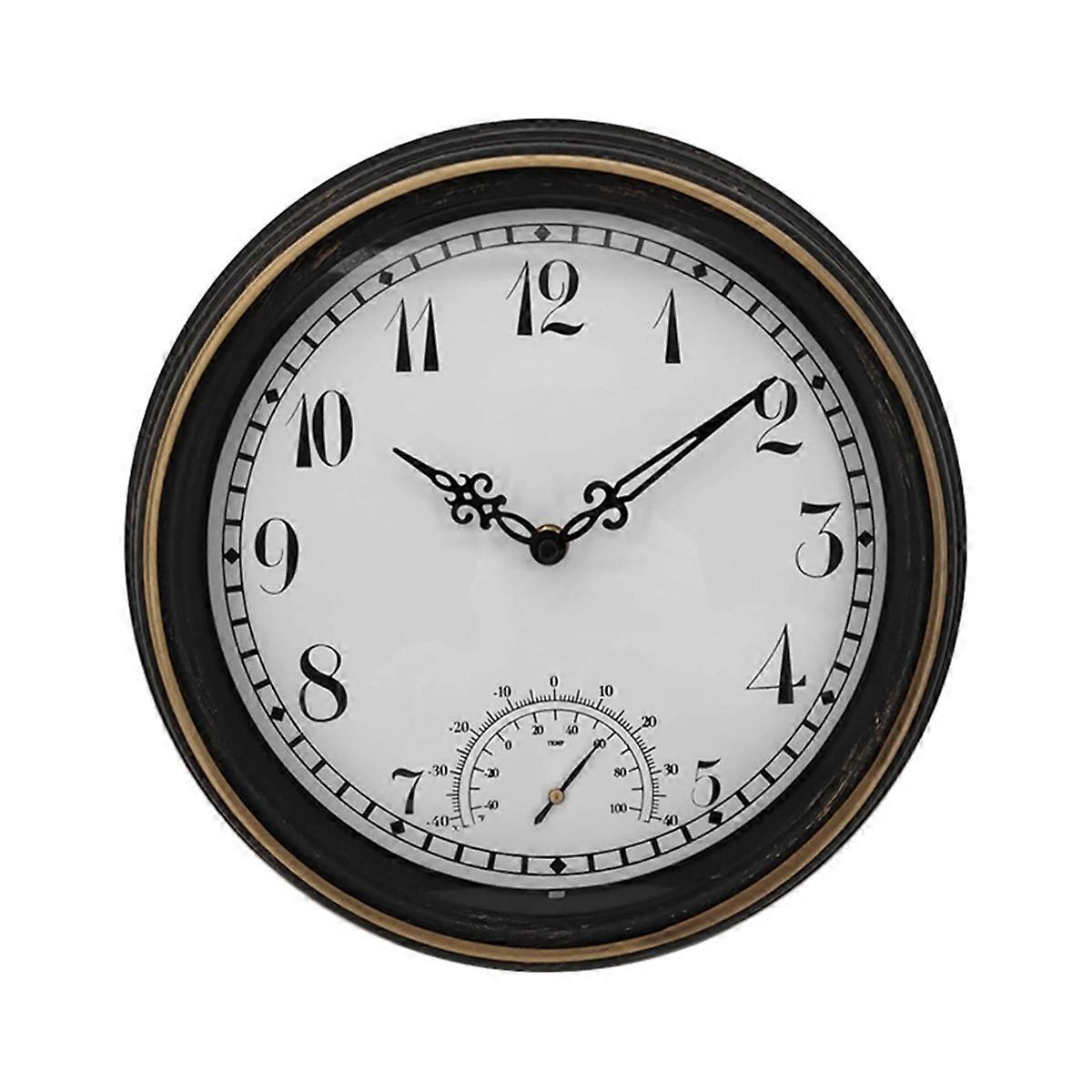 Ρολόι τοίχου με θερμόμετρο IP44 vintage στρογγυλό ρολόι διακόσμησης κήπου