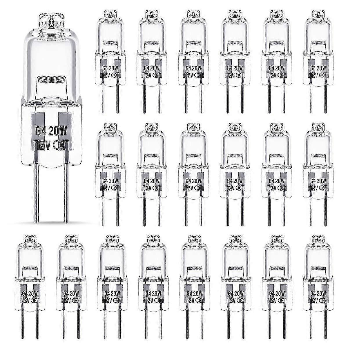 لمبة هالوجين G4 12 فولت 10 واط ، لمبة كهربائية G4 ، لمبة هالوجين G4 قابلة للتعتيم ، 3000 كيلو أبيض دافئ بدون وميض ، 20 قطعة