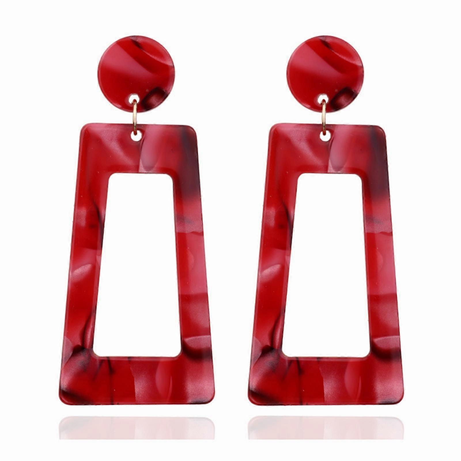 Boucles d’oreilles trapézoïdales modernes Longues boucles d’oreilles pendentifs géométriques Boucles d’oreilles colorées Texture d’acétate pour correspondre à un look de mode