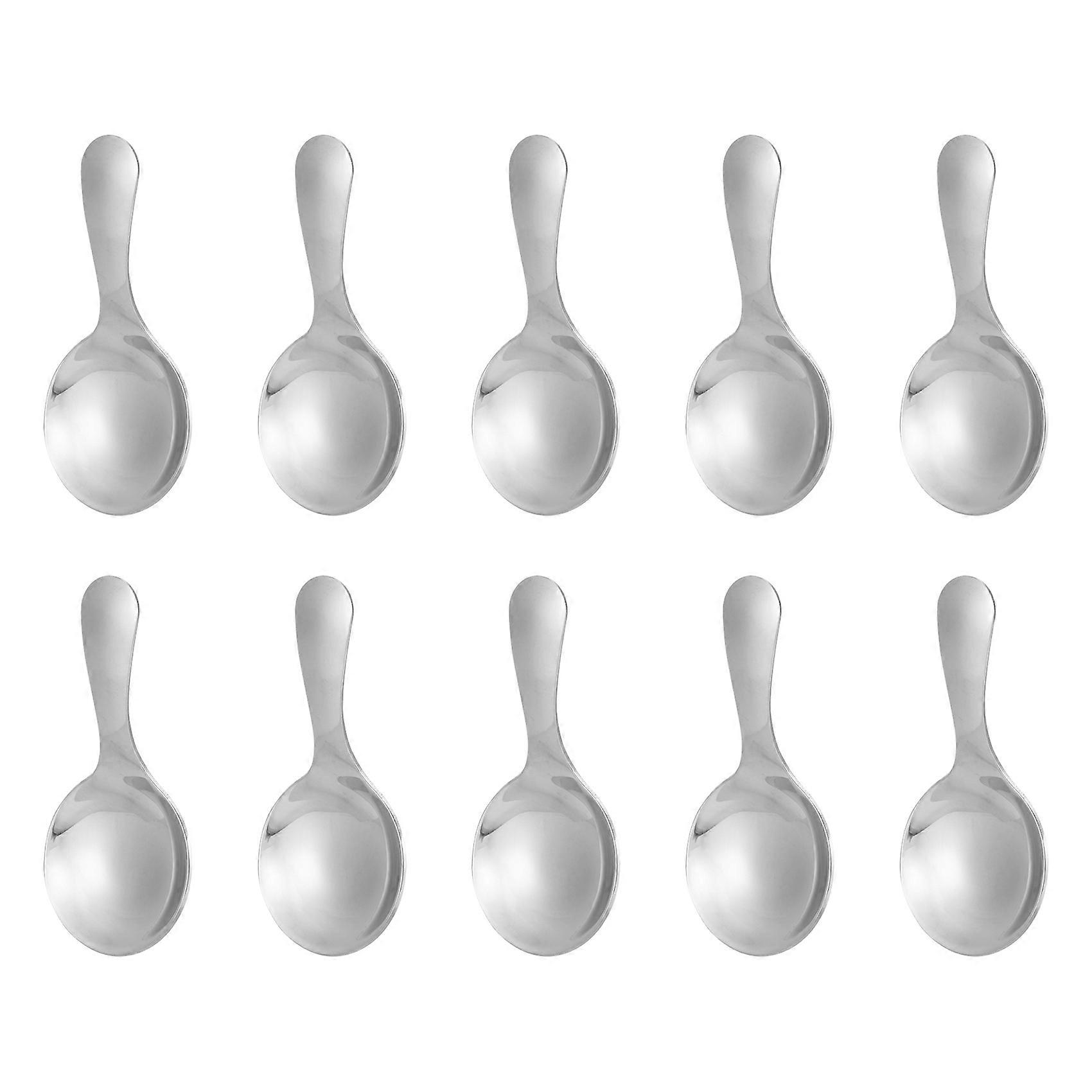 10 Pcs Stainless Steel Short Handle Spoons Mini Salt Spoons,Silver