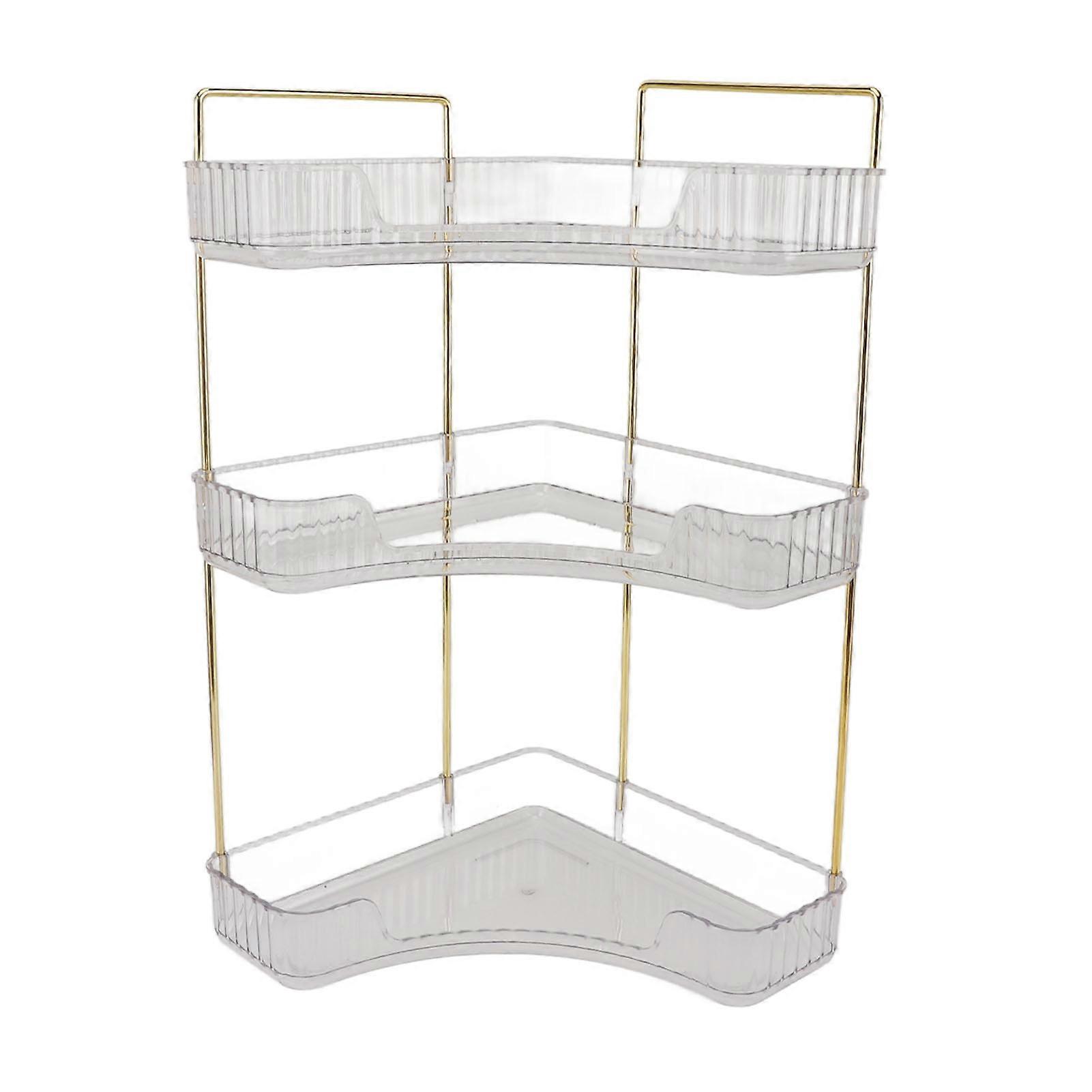 3 Tier Makeup Shelf Organizer Easy Access Aesthetic Corner Bathroom Countertop Organizer for Cosmetics Skincare Transparent