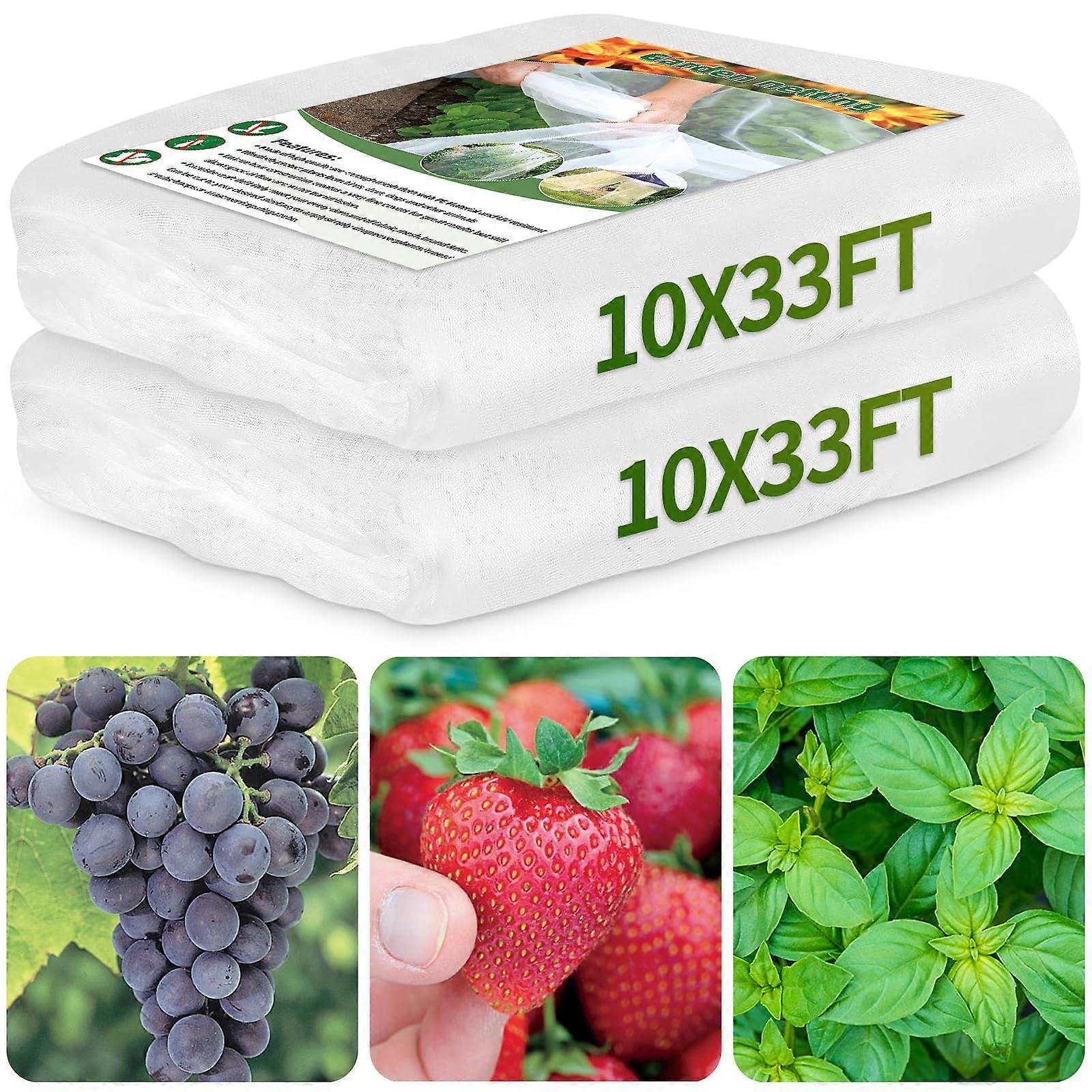 2 Pack Ultra Fine Mesh Garden Netting Insect Barrier for Garden Protection 10x33FT