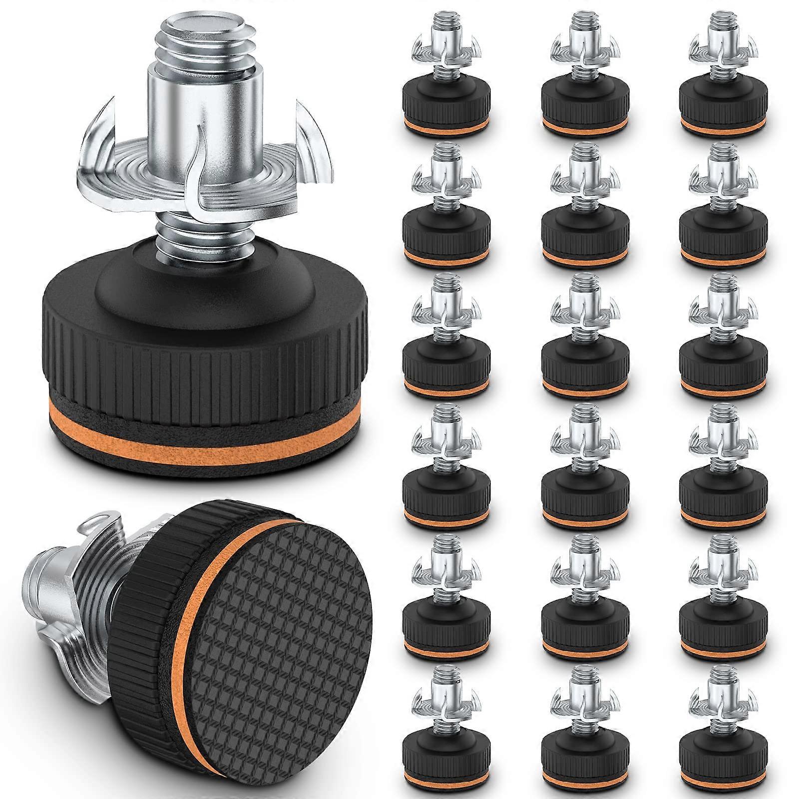 Adjustable Furniture Levelers with Rubber Pads, 3/8 Inch Heavy-Duty Stabilizing Feet for Tables, Chairs, Sofas, Cabinets - 20 Pack