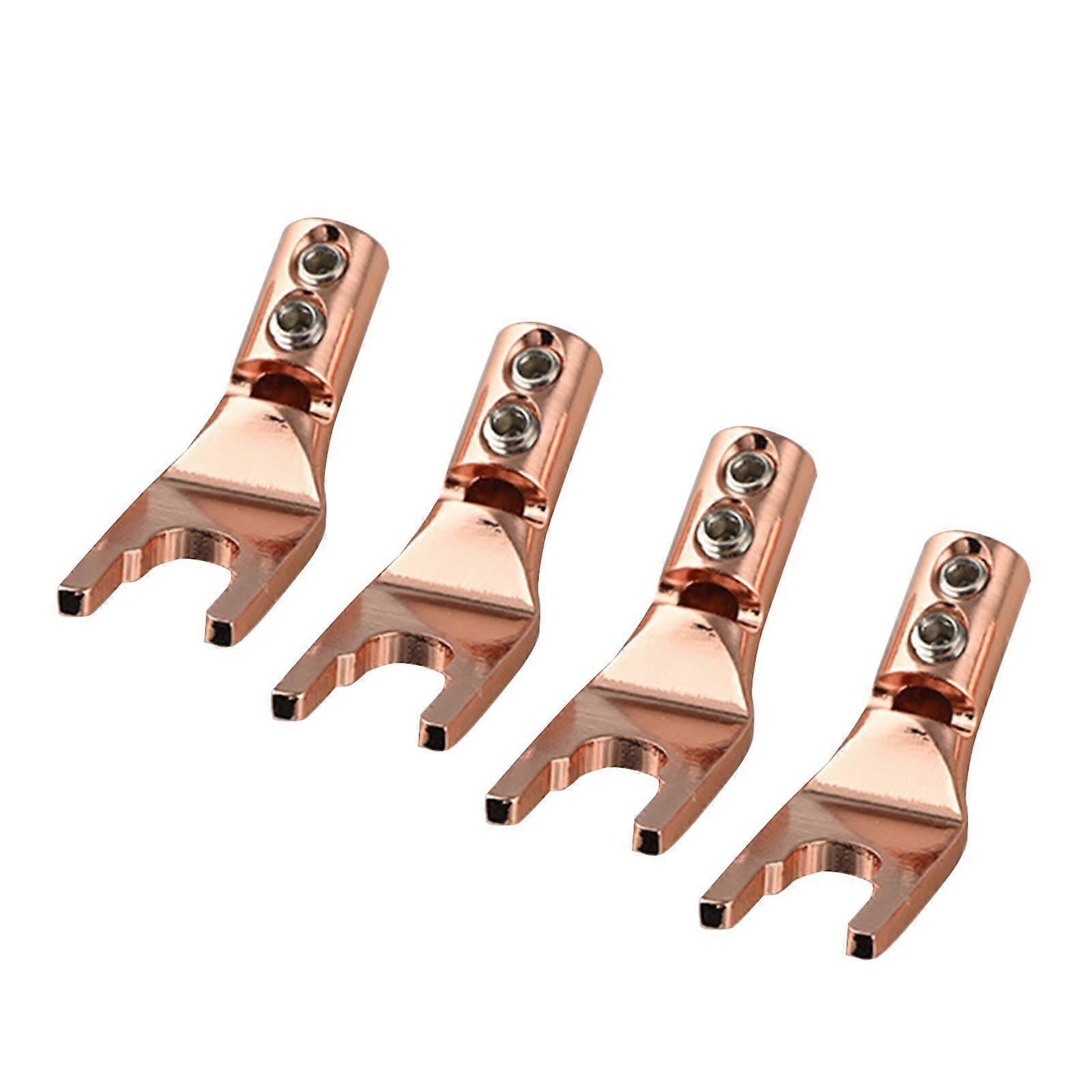 4Pieces Speaker Fork Spade Connector for Speaker Wire DIY Screw Locking