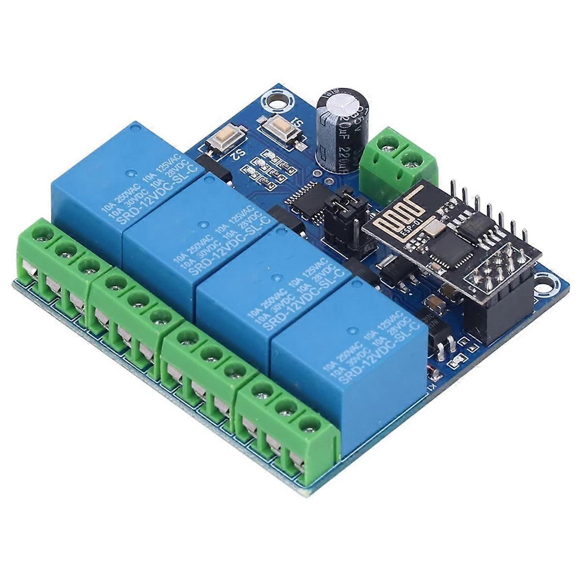 4-Kanal-WiFi-Wireless-Relaismodul Smart Home Phone APP Remote Switch Module ESP8266 (12V)