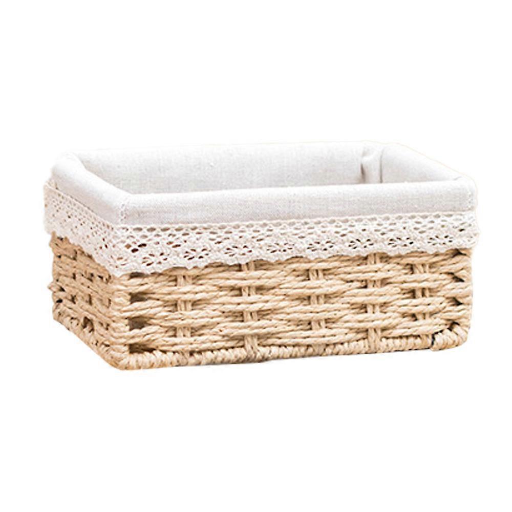 Woven Storage Basket Straw Woven Storage Basket Desktop Snack Key Box