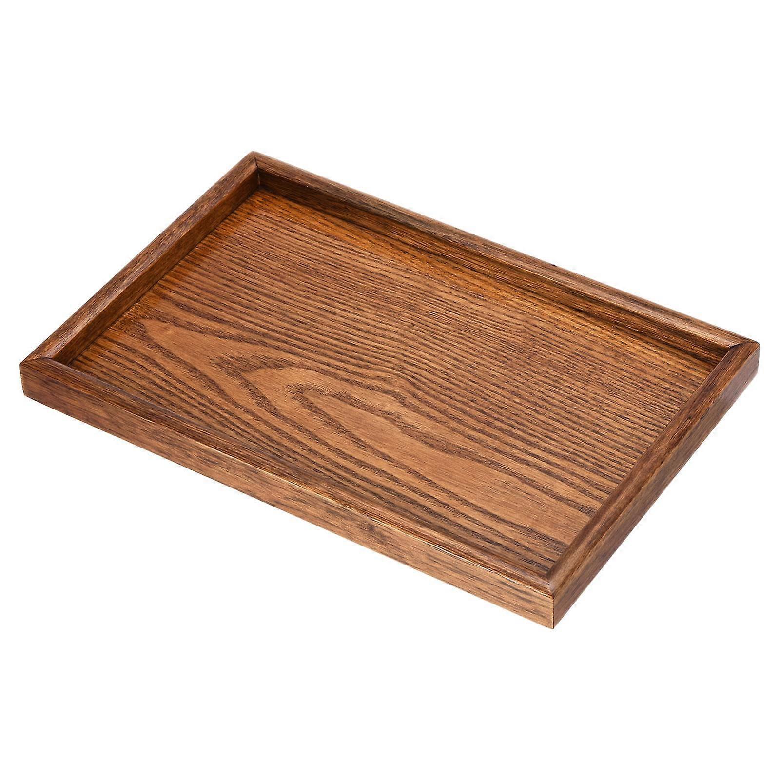 Wood Serving Tray 12x8 Inch Rectangular Brown Decorative Platter for Kitchen Table and Candle Holder Storage