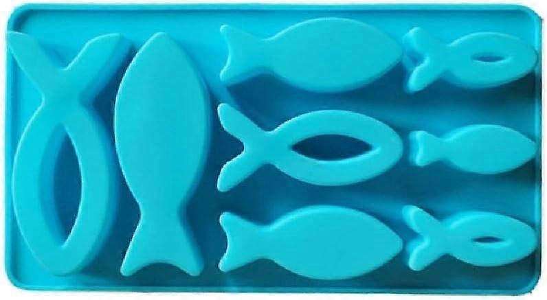 Ice Cream Mold 8-Cavity Fish Shape Ice Cube Resin Mold Reusable Baking Molds For DIY Making Ice Candy Chocolate Fish Ice Block Mold