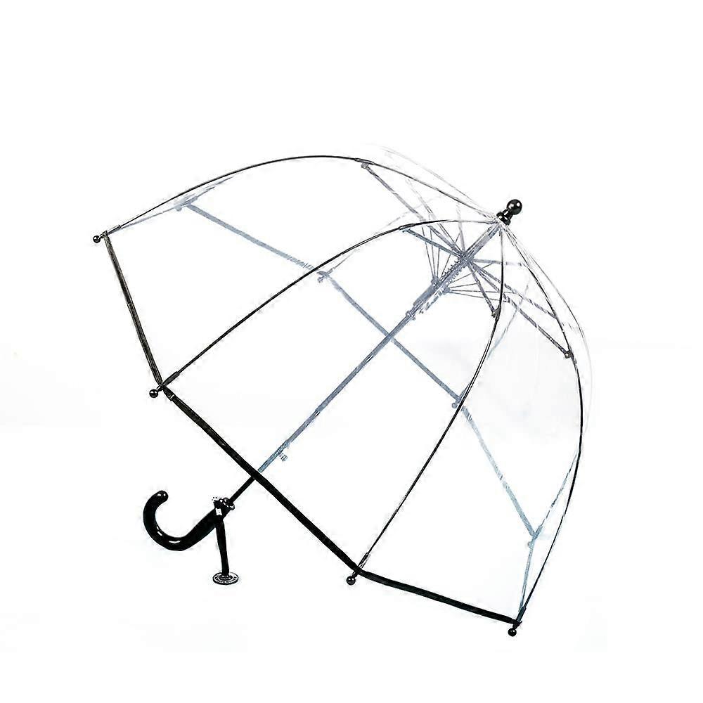 Transparent Dome Bubble Umbrella For Boys 3-8 Years Old, Automatic Open, Easy-Holding Curved Handle, Clear Canopy