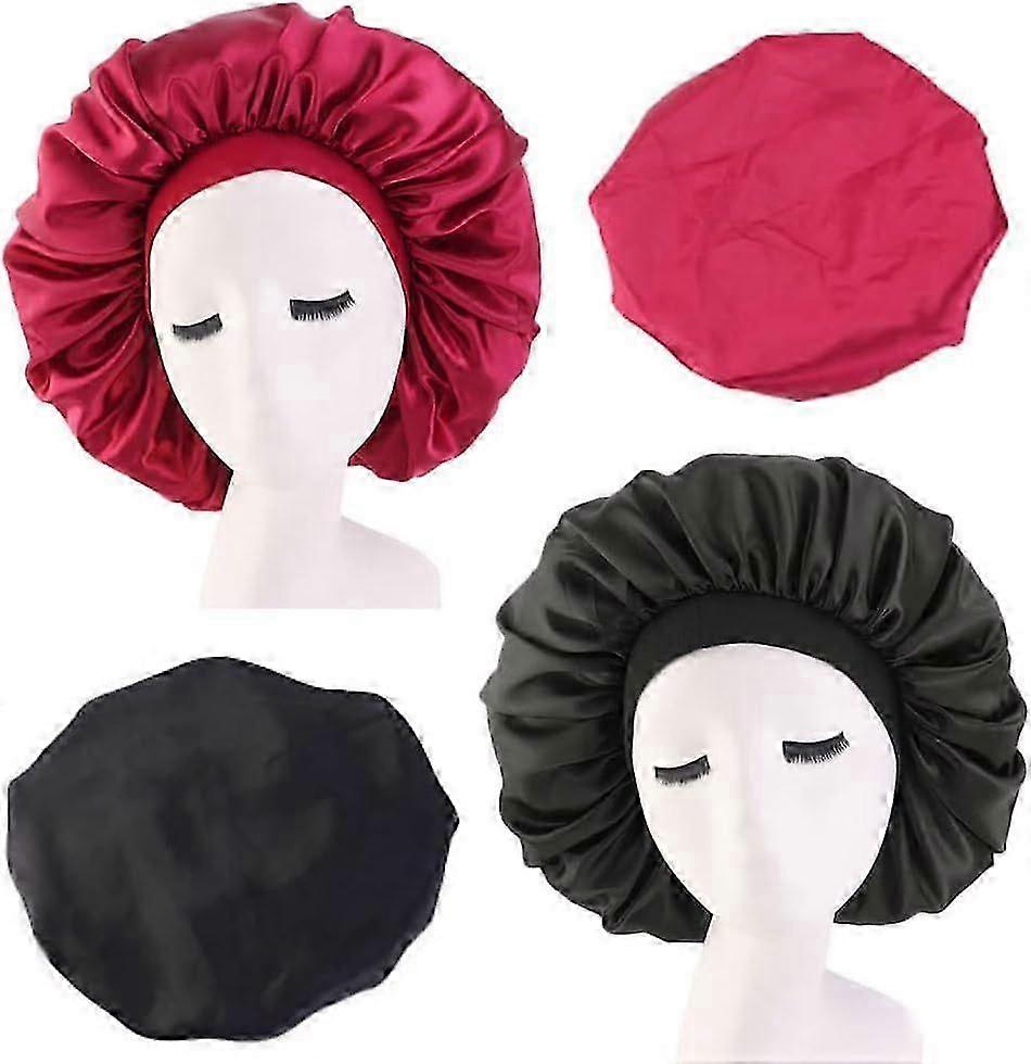 2 Pieces Silk Cap, High Elastic Soft Nightcap, Large Satin Nightcap, Silk Curly