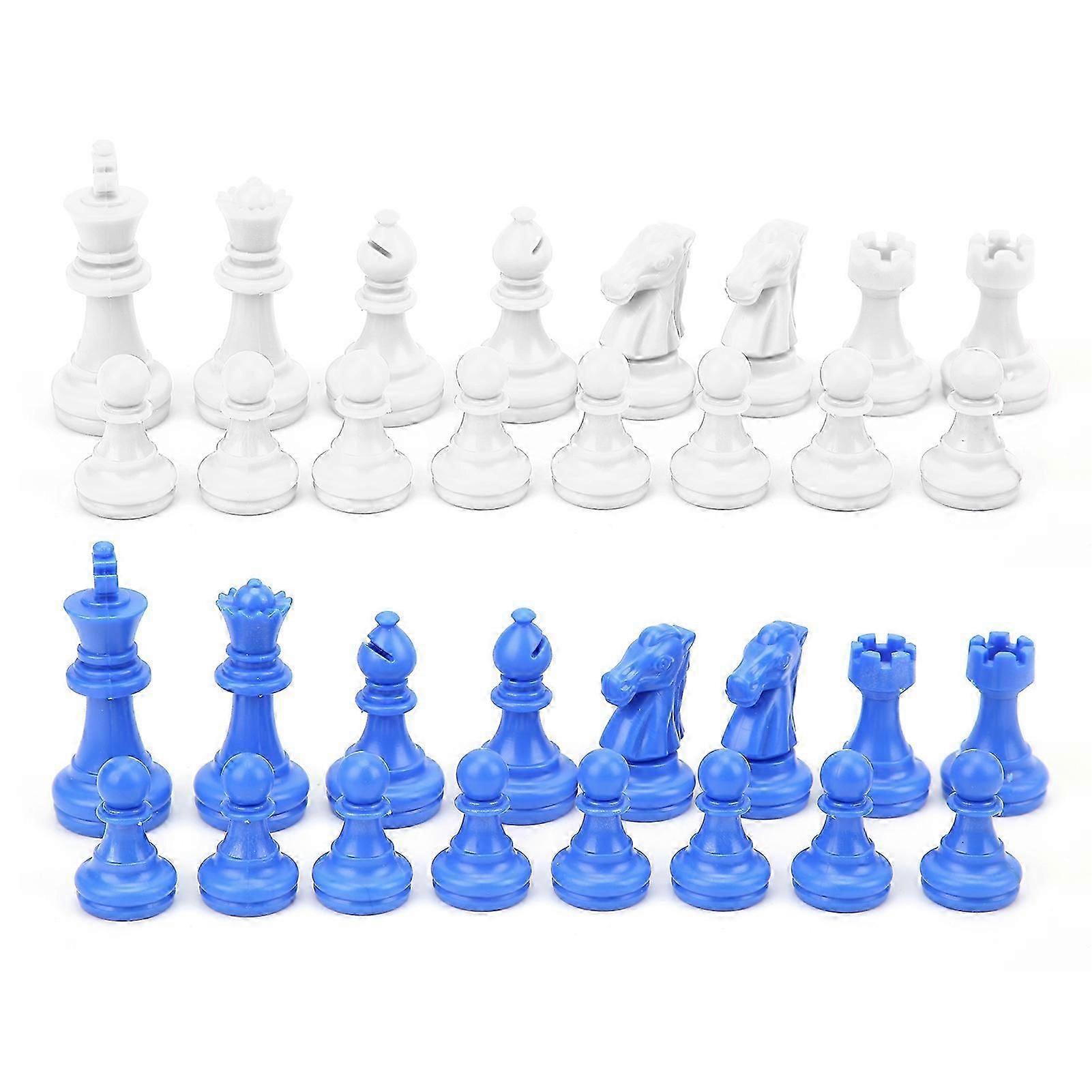 32PC Medieval Plastic Chess Pieces Set King Height 49mm Without Chessboard for Competition