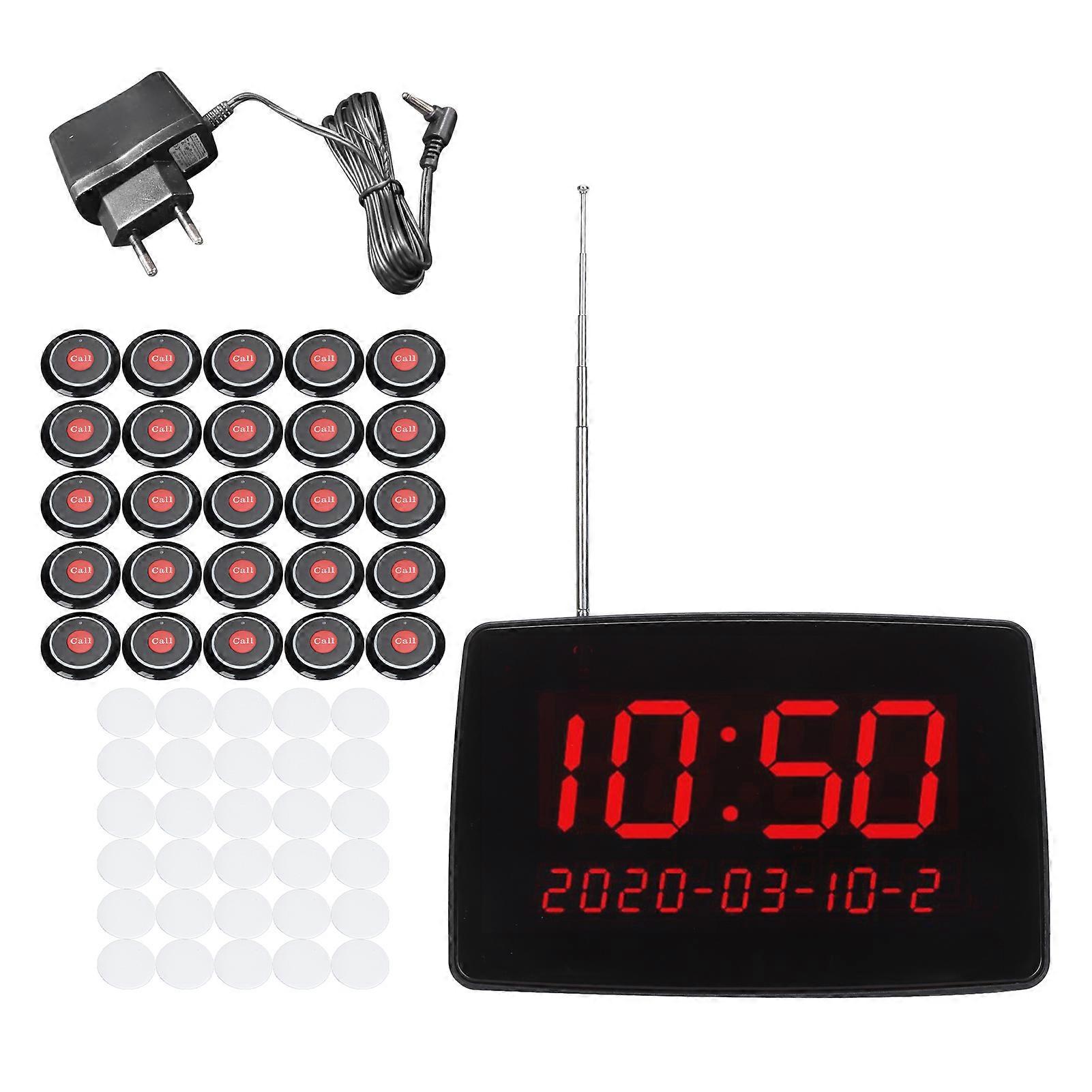 Wireless Calling 30 Call Buttons 1 Display Receiver IPX4 Waterproof High Sensitivity Restaurant Pager System for Hotel Hospital