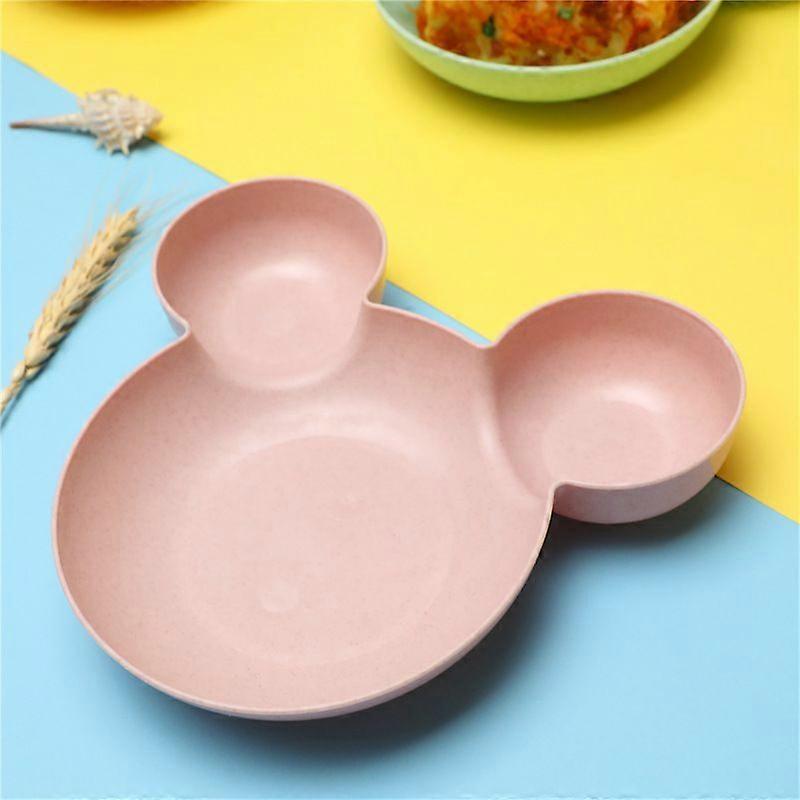 漫画マウスボウル皿ランチボックス子供子供幼児赤ちゃんご飯給餌ボウル小麦わらプラスチックスナック分割プレート食器