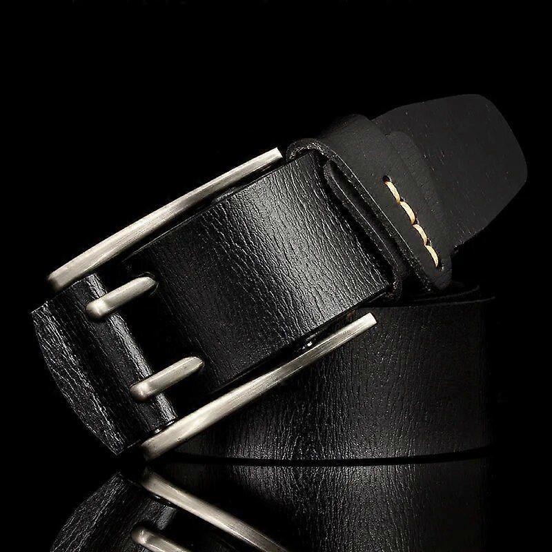 4 CM Width Fashion British Style Double Pin Buckle High Quality Genuine Leather Belt For Men Casual Jeans Waistbands Strap