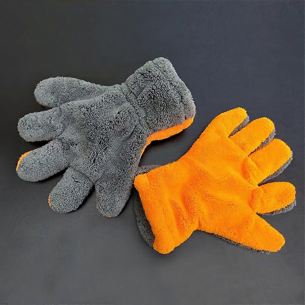 Car Wash Mitt Microfiber Chenille Gloves, Thick Car Cleaning Mitt For Wax Detailing, Blue Type2, Orange Type3