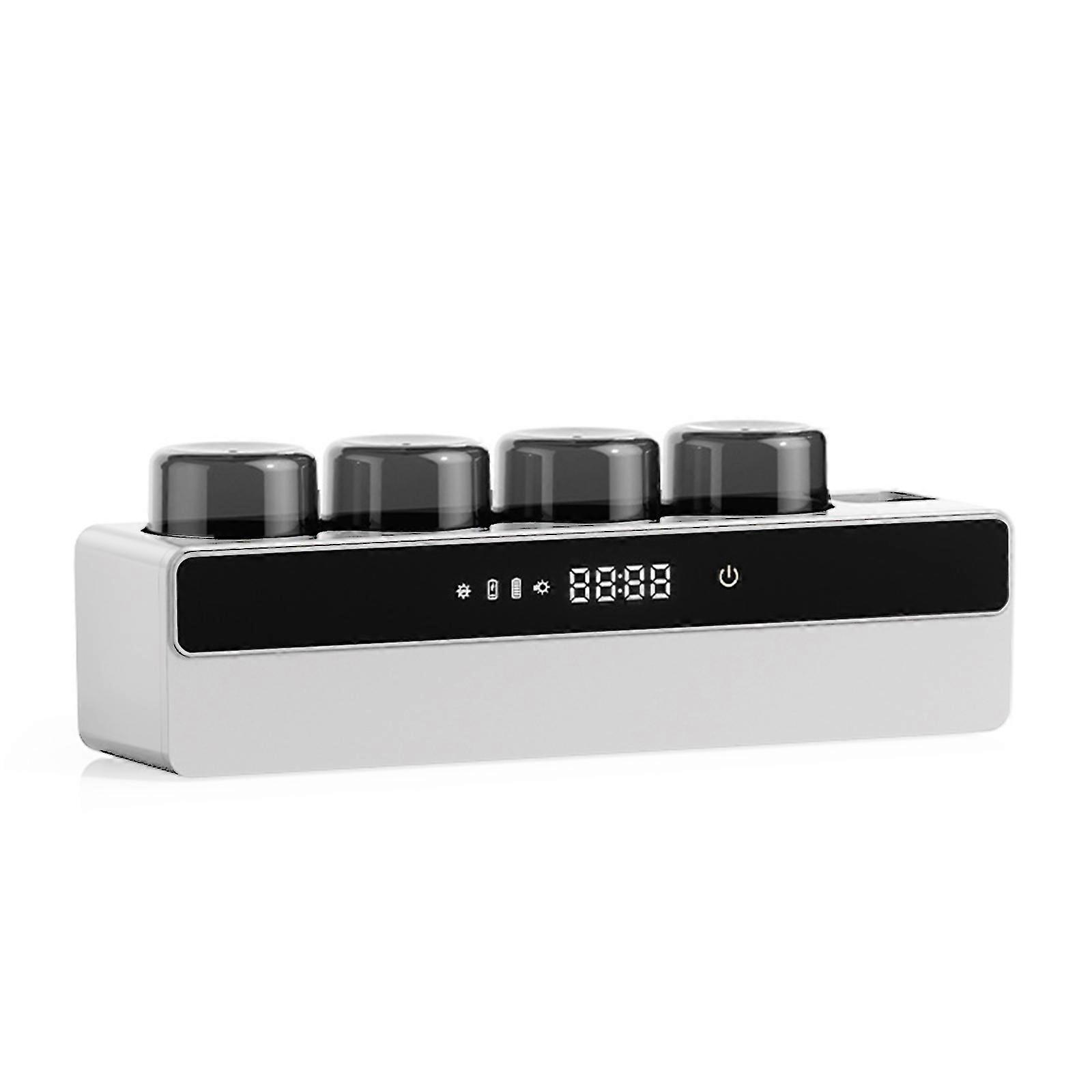 Hygienic Toothbrush Storage Solution with Auto Toothpaste Squeeze and 3 Cups, Wall Mountable  Black   White