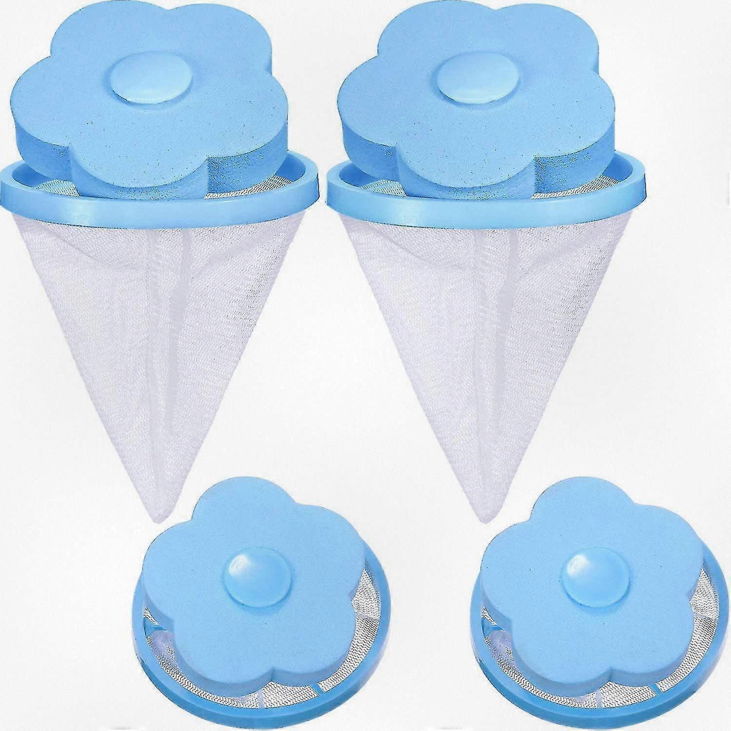4 Pieces Reusable Lint Catcher for Household Washing Machines, Mesh Bag Hair Filter Net Pouch, Suitable for Various Washer Models